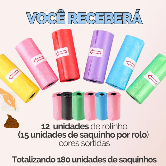 12 Rolos de lixo de coco para cães e gatos